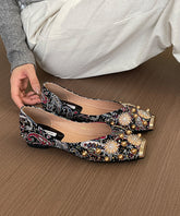 Französisch Spleißen Plattfüße Schuhe Schwarz Nagel Perle Zirkon